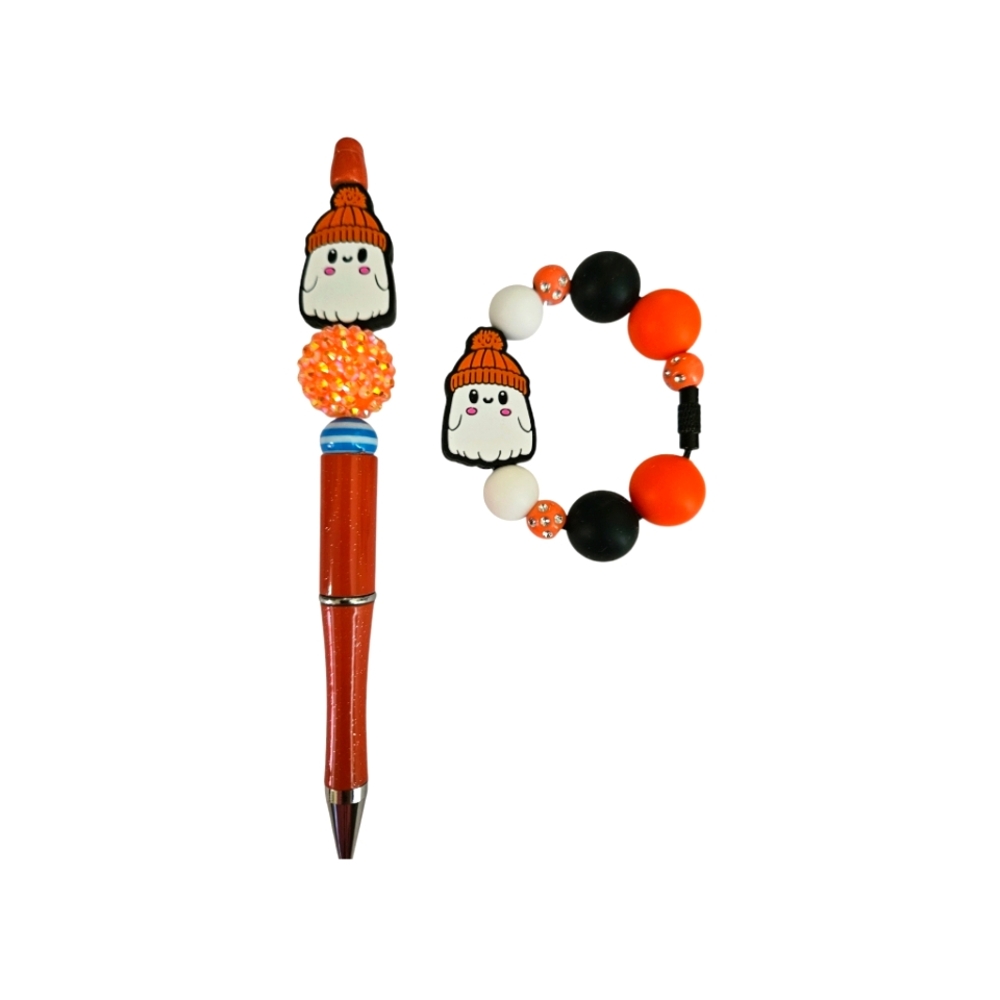 Cute Ghost Beaded Pen & Tumbler handle Charm
